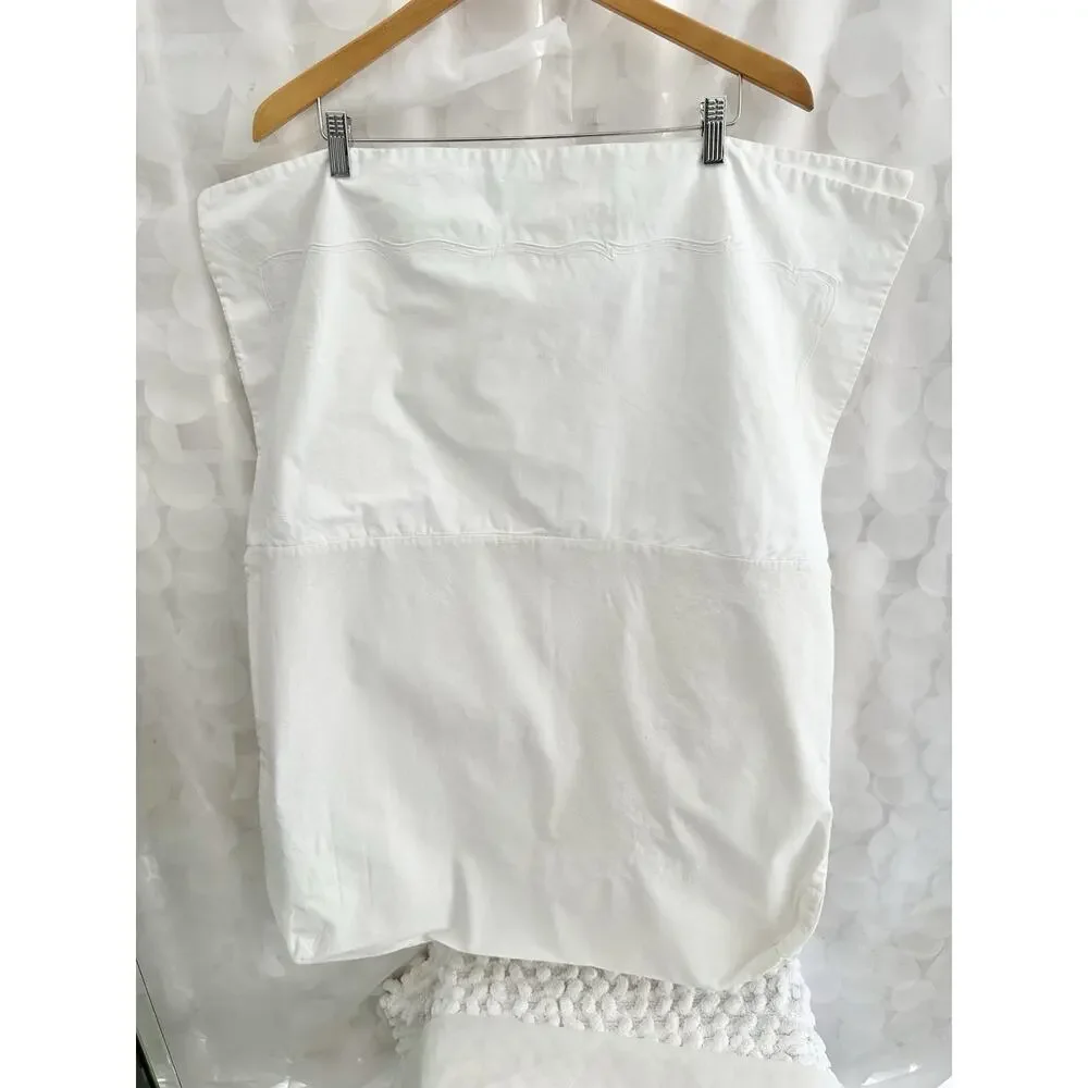 VTG 100% Cotton White Pillow Sham Standard ENVELOPE style EMBROIDERED Set Of 2